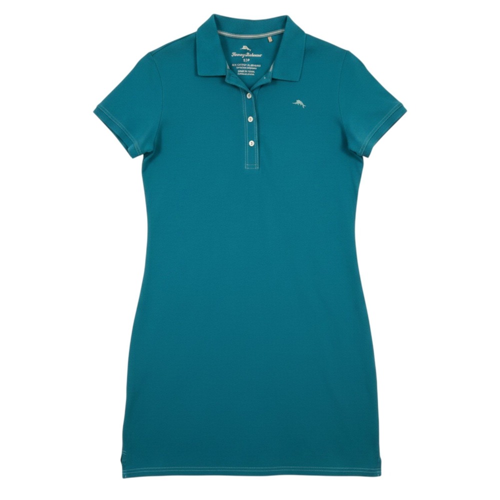 Tommy Bahama Polo Shirt Dress Womens Small Blue Paradise Classic Pique Knit FLAW